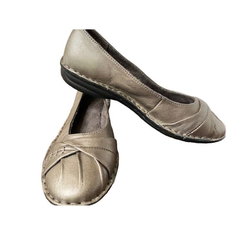 White Mountain Flats Leather Shoes Love Story Sz 7 Pewter Color NWOB
